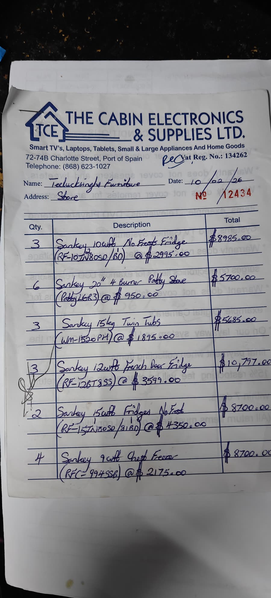 Photo of the The Cabin Electronics & Supplies Ltd. invoice